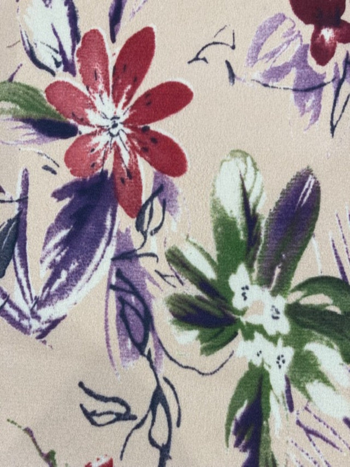 Multi Flowers on Nude Blush Crepe De Chine