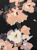 Nude Flowers on Black Jersey Stretch