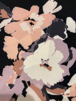 Nude Flowers on Black Jersey Stretch