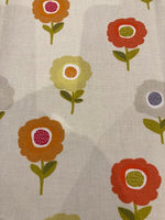 Green/Orange Individual Flower on Ivory Cotton Furnishing