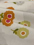 Green/Orange Individual Flower on Ivory Cotton Furnishing