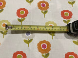 Green/Orange Individual Flower on Ivory Cotton Furnishing