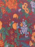 Orange / Green Flower Print on Claret Cotton Poplin