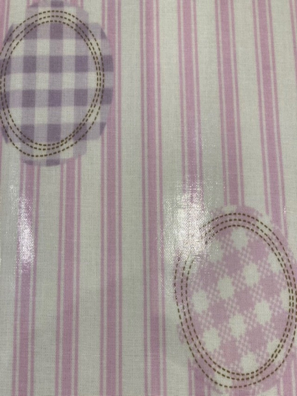 Patches on Pink Stripe on PVC Coated Cotton
