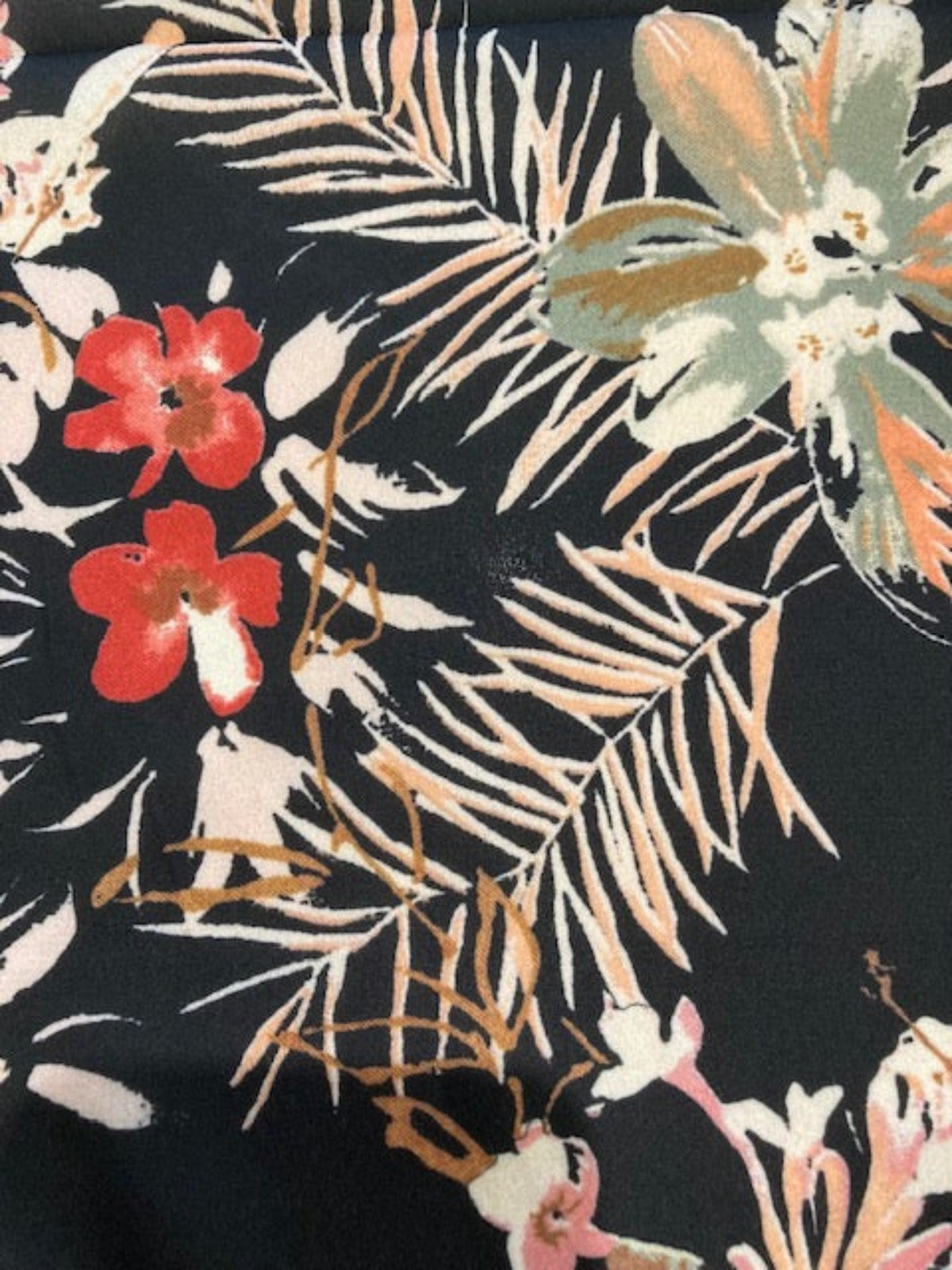 Multi Flowers on Black Crepe De Chine