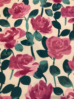 Pink Roses on Dress Weight Crepe