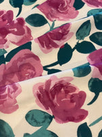Pink Roses on Dress Weight Crepe
