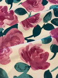 Pink Roses on Dress Weight Crepe