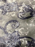 Dark Mauve Ribbon Design on Printed Chiffon