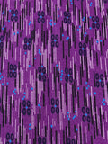 Purple Dash and Circle Print on Cotton Poplin