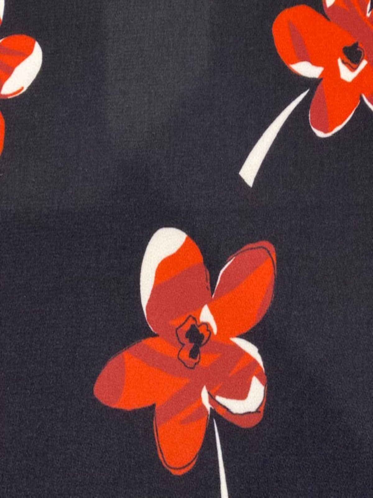Individual Red Flowers on Black Dress Weight – 145 cm Wide