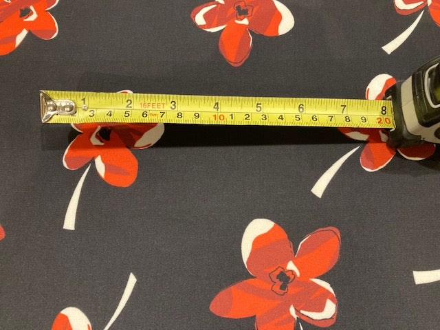 Individual Red Flowers on Black Dress Weight – 145 cm Wide