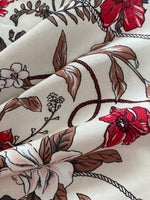 Red/ Brown Flower Print on Cotton Lawn