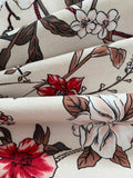 Red/ Brown Flower Print on Cotton Lawn