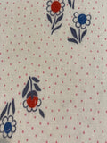 Red & Blue Daisy on White & Red Dot Cotton Poplin