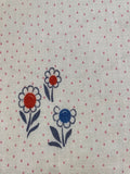 Red & Blue Daisy on White & Red Dot Cotton Poplin