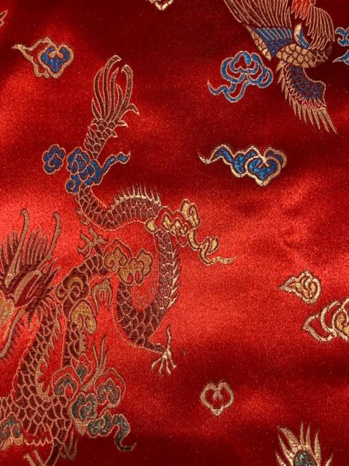 Red Satin Dragon Oriental Style Jacquard
