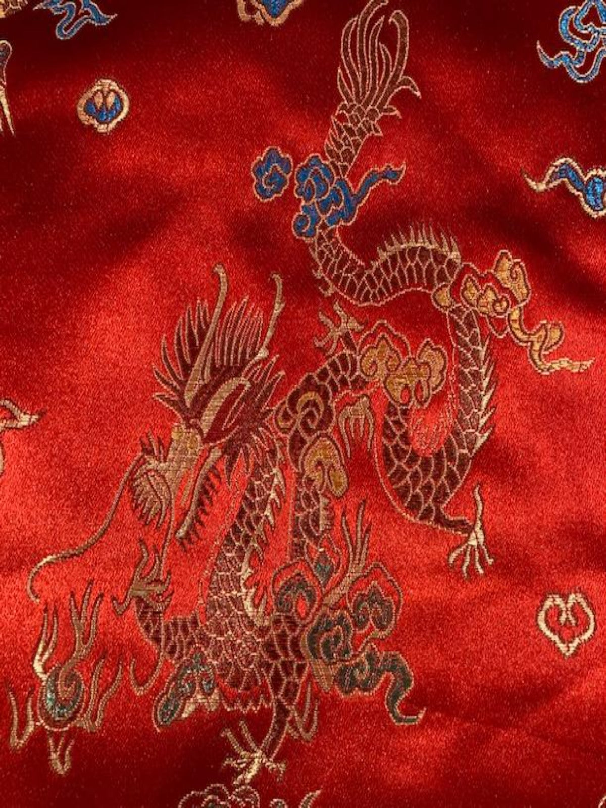 Red Satin Dragon Oriental Style Jacquard