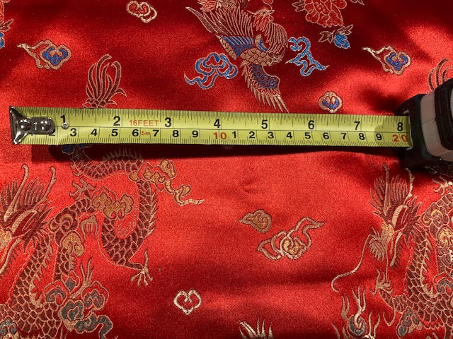 Red Satin Dragon Oriental Style Jacquard