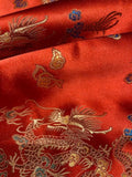Red Satin Dragon Oriental Style Jacquard