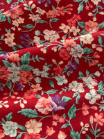 Red/Violet Small Floral Print on Red Cotton Lawn