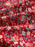 Red/Violet Small Floral Print on Red Cotton Lawn