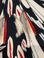 Red Highlight Feathers on Black/White Viscose
