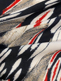 Red Highlight Feathers on Black/White Viscose