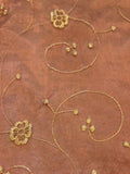Gold Trailing Embroidery on Red/Black Irridescent Shimmer Organza