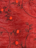 Black Shimmer Organza on Red Taffeta with Embroidery, Double Fabric