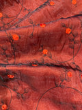 Black Shimmer Organza on Red Taffeta with Embroidery, Double Fabric