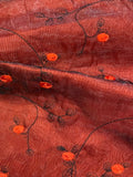 Black Shimmer Organza on Red Taffeta with Embroidery, Double Fabric