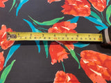 Red Flowers on Black Cotton Sateen