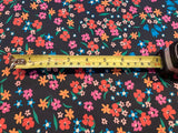 Red/Orange Country Meadow Flowers on Black Cotton Sateen