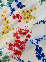 Multi Coloured Sprigs of Flowers on Ivory Crepe