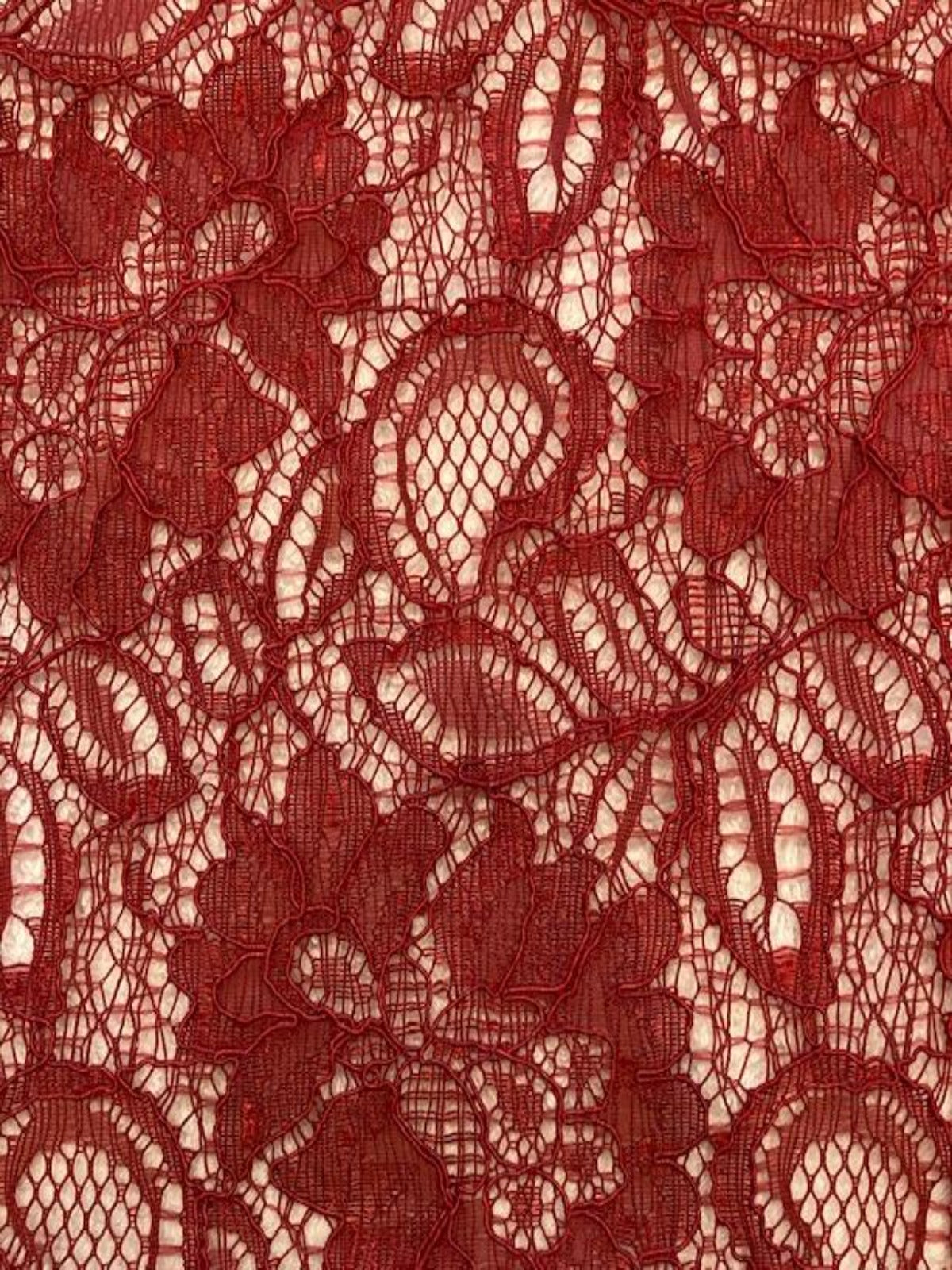 Scarlet Corded Lace with Scalloped Edge
