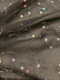 Iridescent Sequin & Lurex Embroidery on Black Georgette