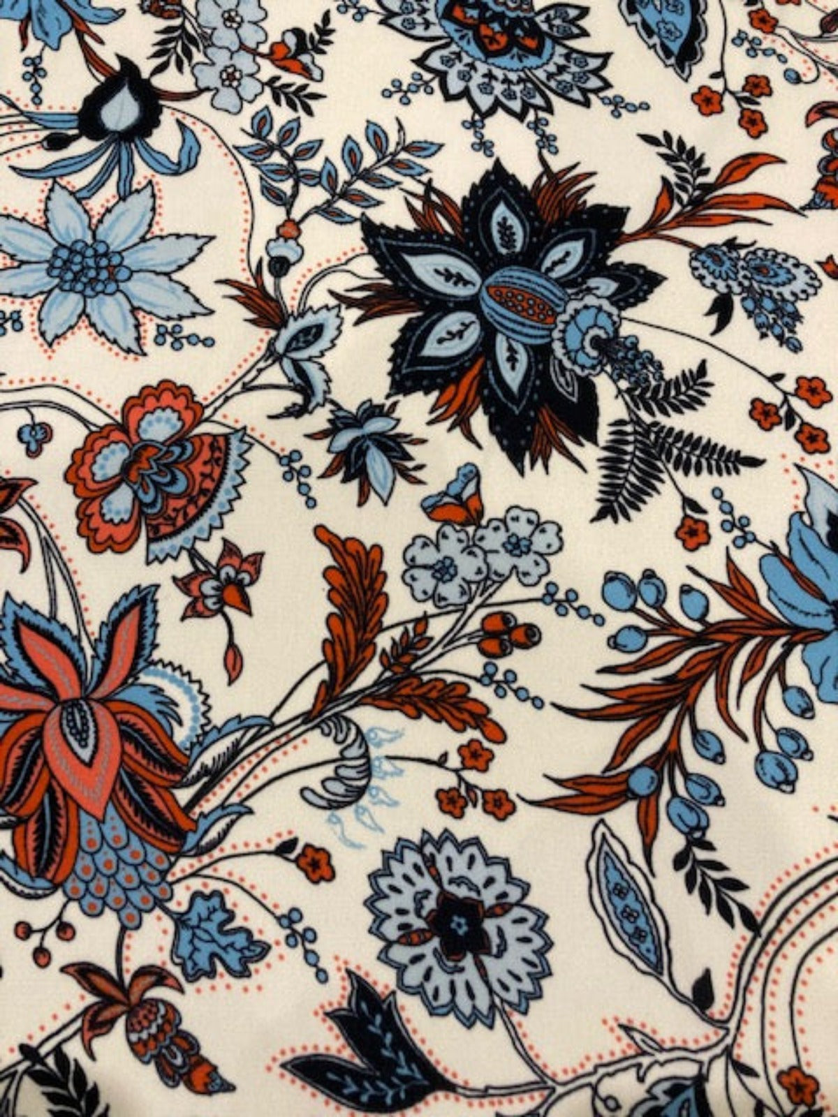 Sky / Orange Flowers on White Dress Weight