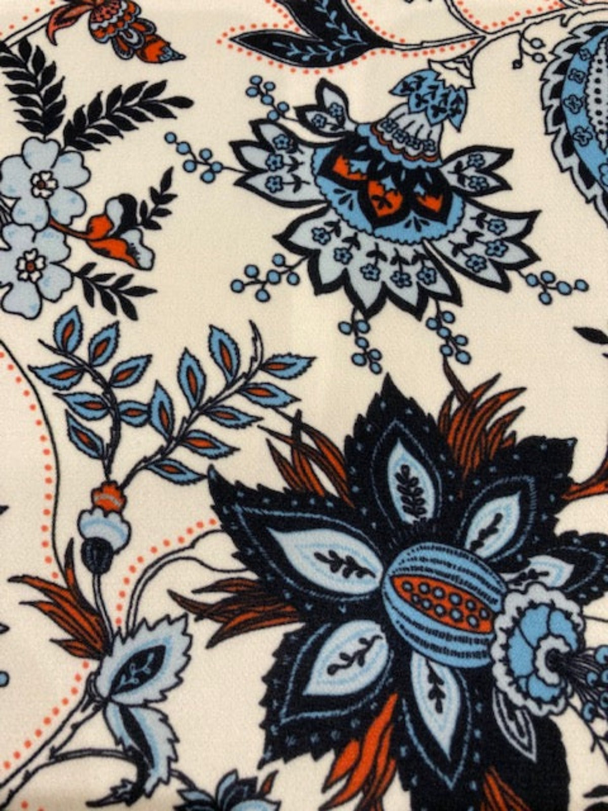 Sky / Orange Flowers on White Dress Weight