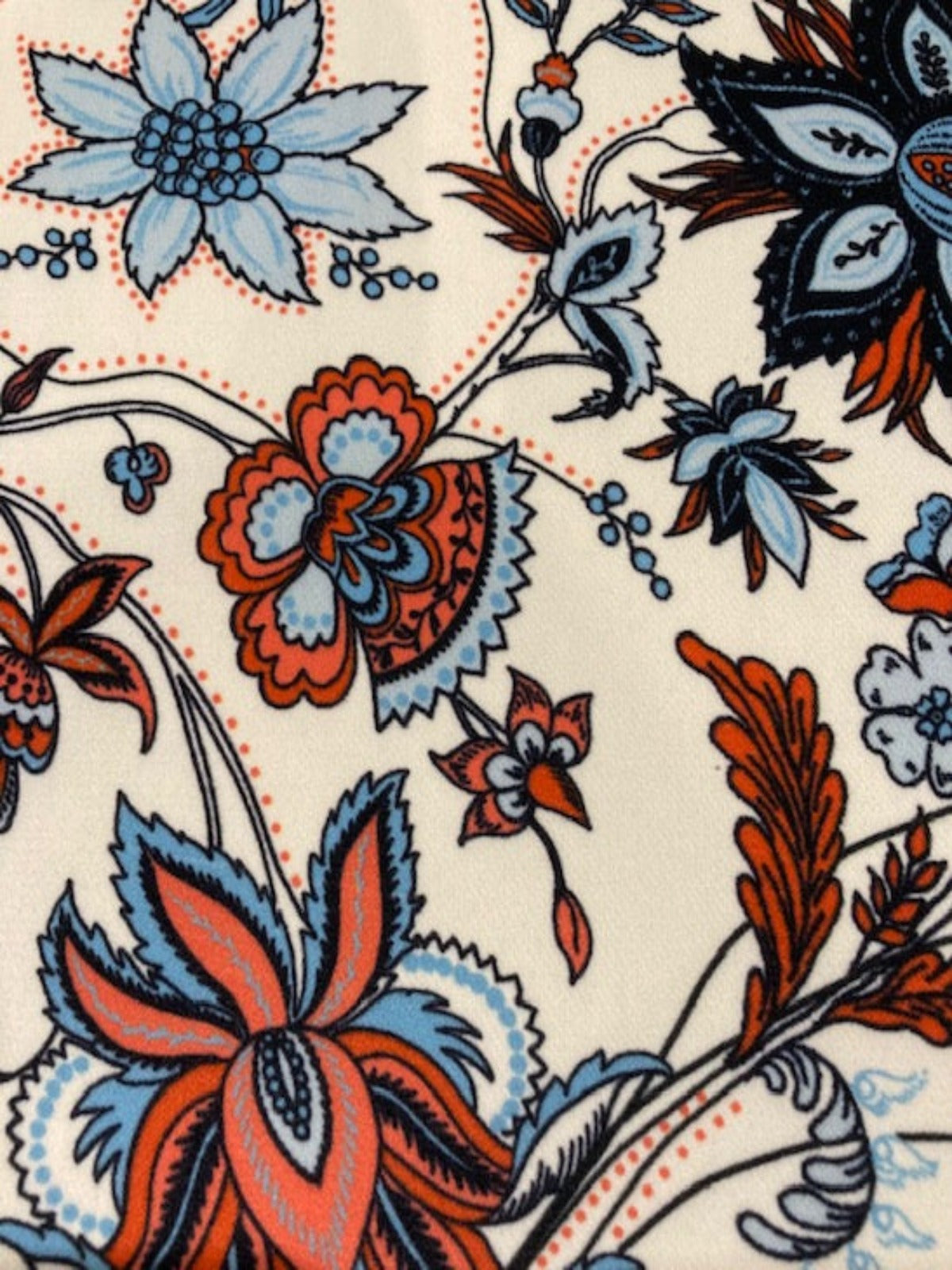 Sky / Orange Flowers on White Dress Weight