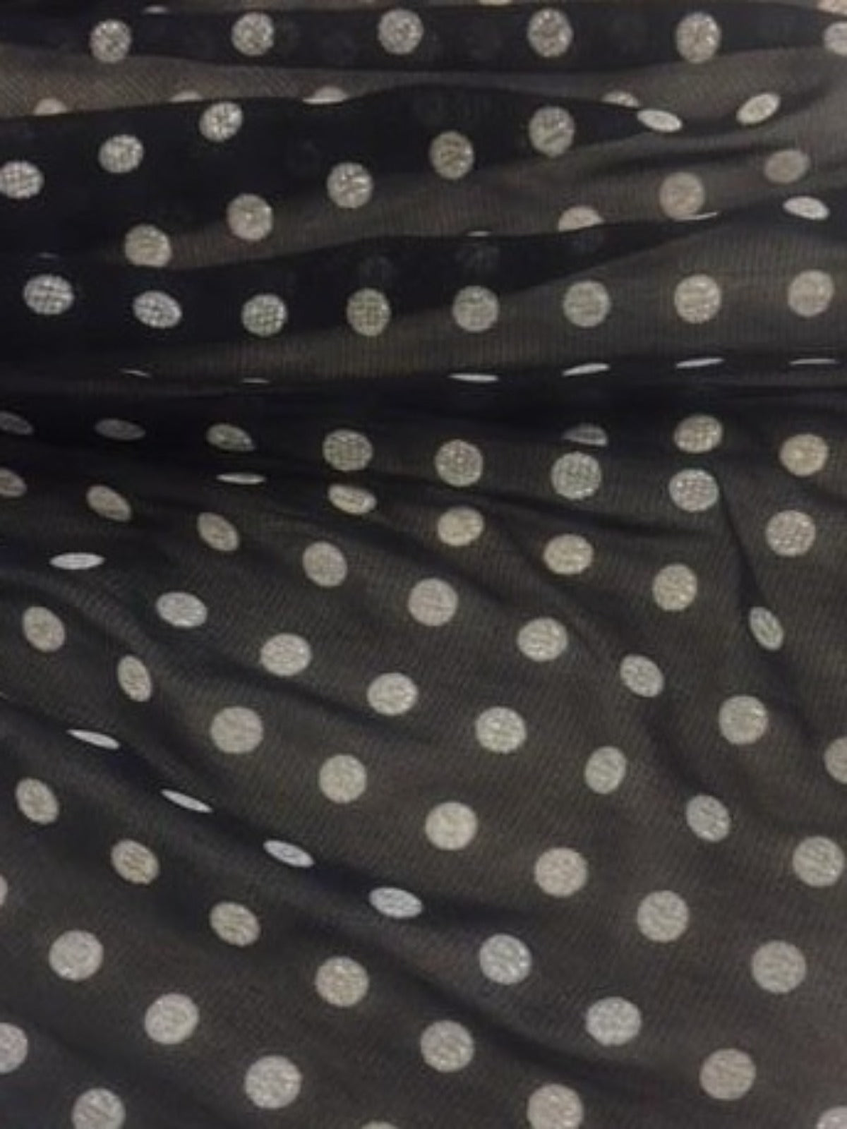 Black Mesh With Ivory Spot - Deadstock fabric on AmoThreads