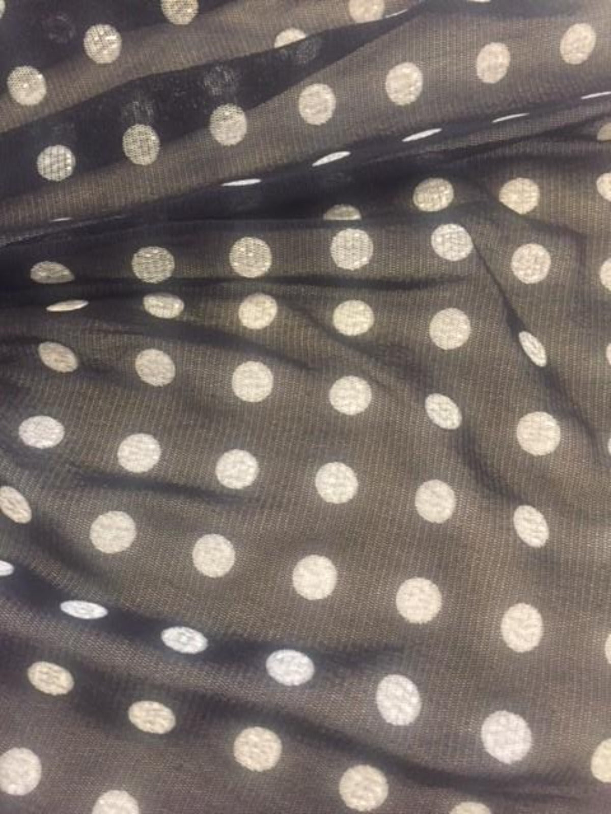 Black Mesh With Ivory Spot - Deadstock fabric on AmoThreads