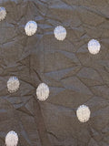 Silver Woven Spots on Black Crushed Taffeta