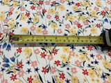 Pastel Country Meadow Flowers on White Cotton Sateen