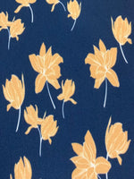 Yellow Flowers on Navy Crepe