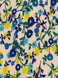 Blue/ Turq/Yellow Trailing Wildflowers on Cotton Sateen