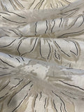 White Flower Burnout with Black Sketched Print