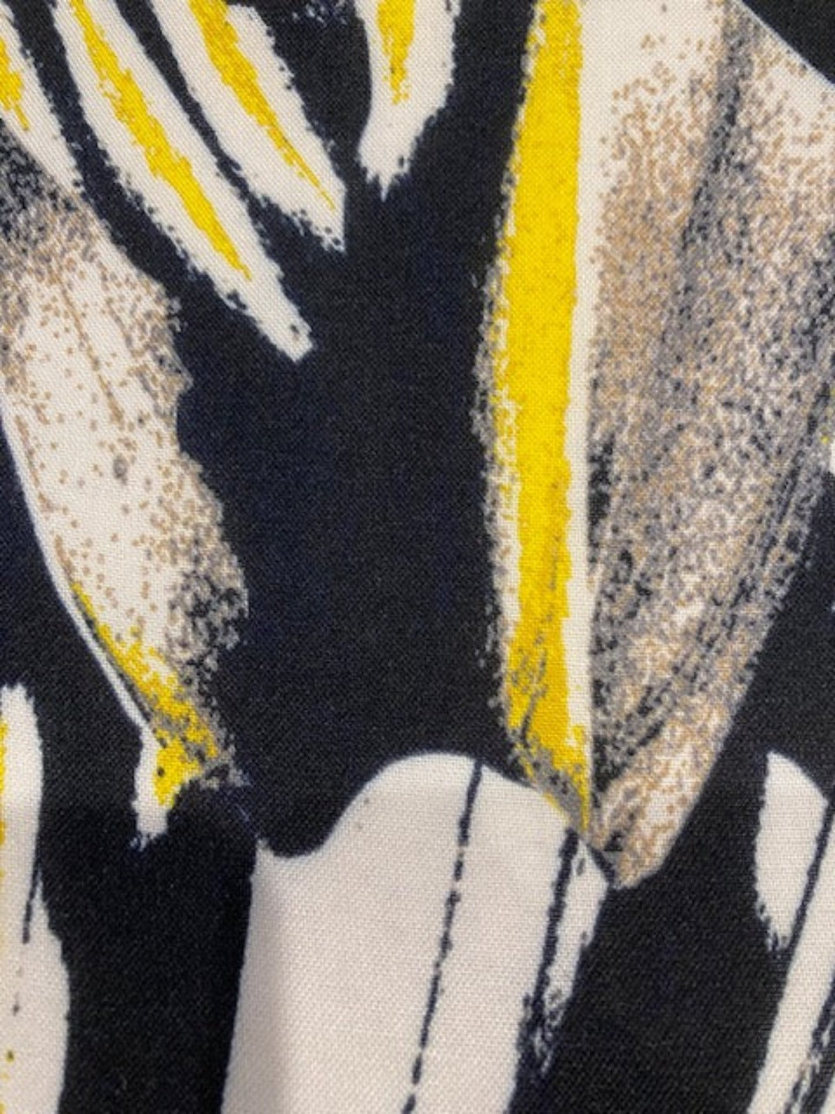 Yellow Highlight Feathers on Black & White Viscose