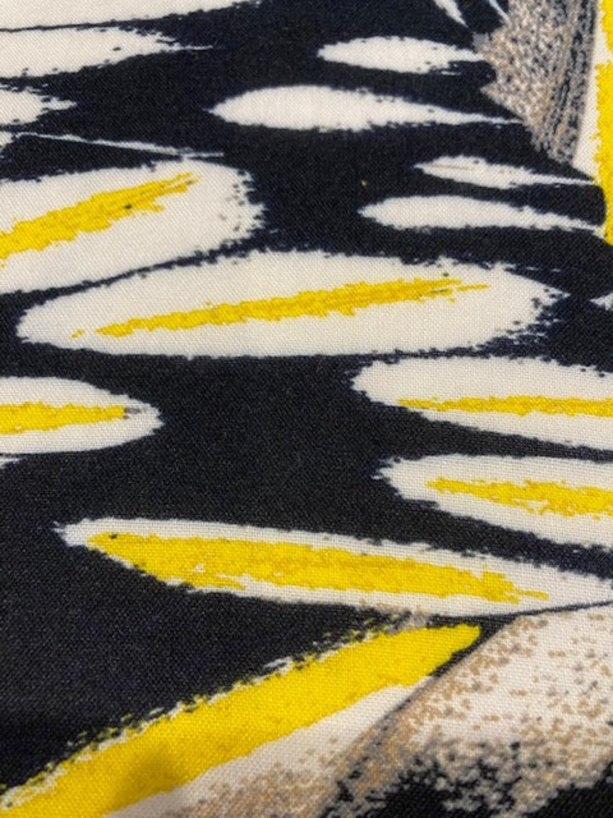 Yellow Highlight Feathers on Black & White Viscose