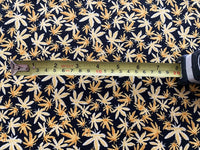 Yellow Leaf Print on Black Cotton Lawn